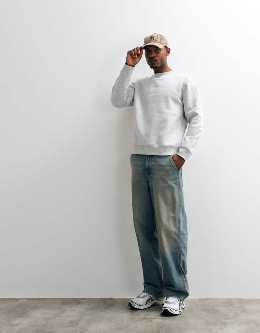 Weekday - Sweatshirt met klassieke pasvorm in gemêleerd grijs, 3 van 10