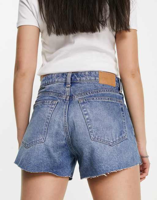 Weekday Rowe Cotton Blend Denim Shorts in Pen Blue