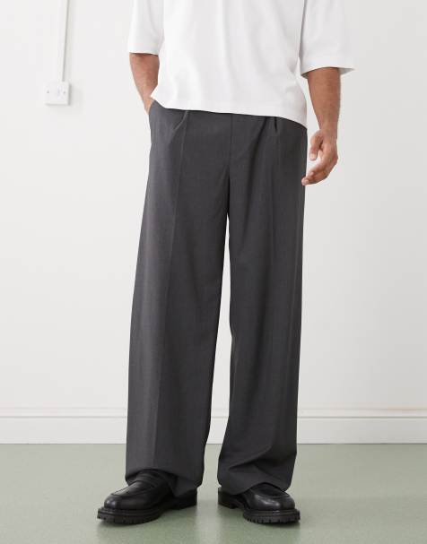 Weekday loose fit tailored trousers in grey melange