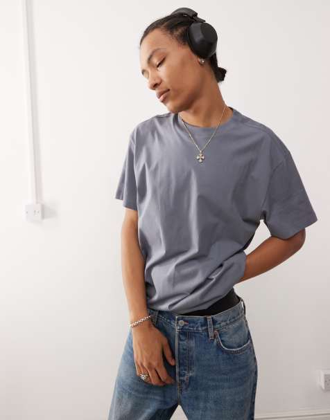 Weekday – Szaroniebieski T-shirt oversize - view 1