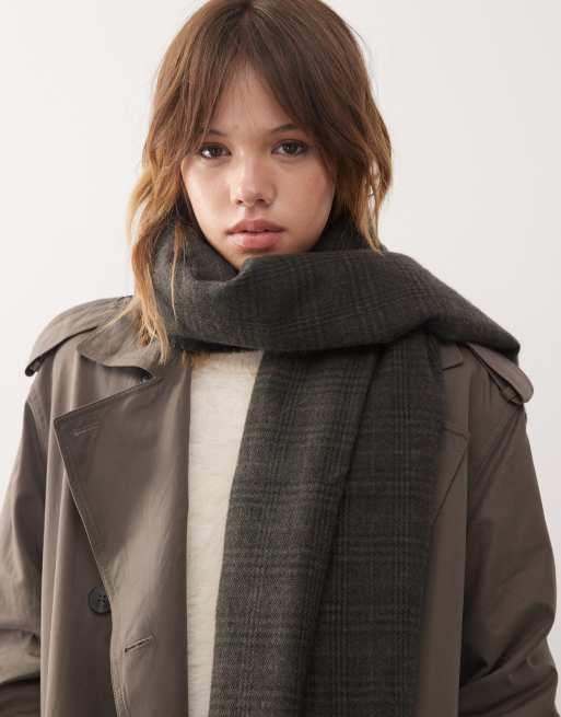 Weekday – Szary szalik oversize premium w kratę, 2 z 3