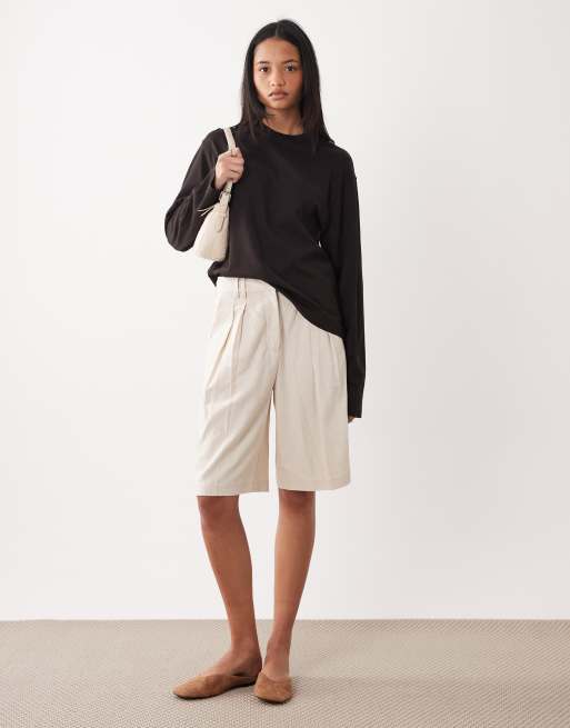 Weekday - T-shirt a maniche lunghe squadrata oversize marrone scuro, 2 di 4