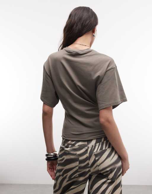 Weekday - T-shirt à taille cintrée - Gris foncé, 4 de 4