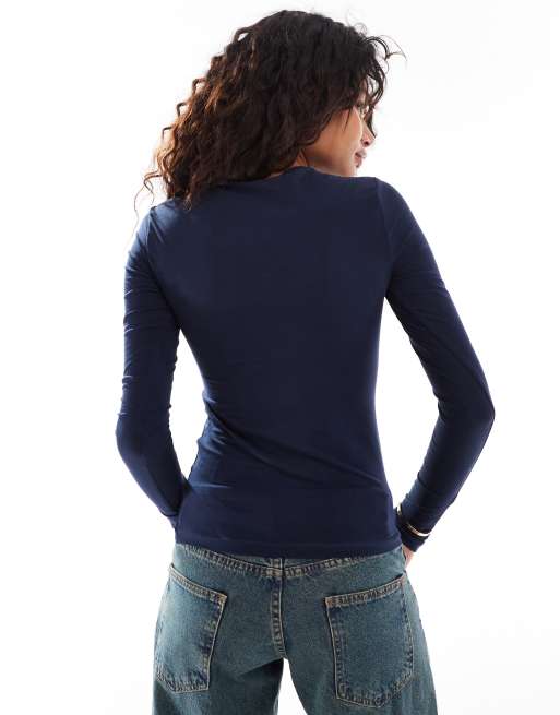 Weekday - T-shirt ajusté à manches longues - Bleu marine, 4 de 4