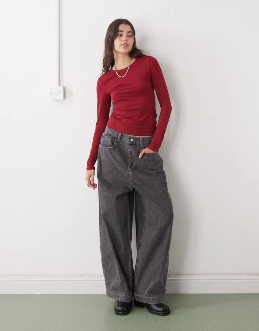 Weekday - T-shirt ajusté à manches longues - Lie-de-vin, 2 de 4