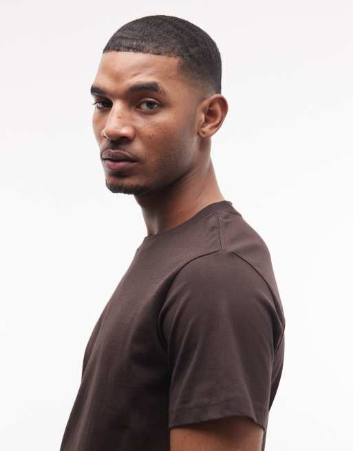 Weekday - T-shirt classique oversize coupe carrée en jersey épais - Marron foncé, 4 de 5