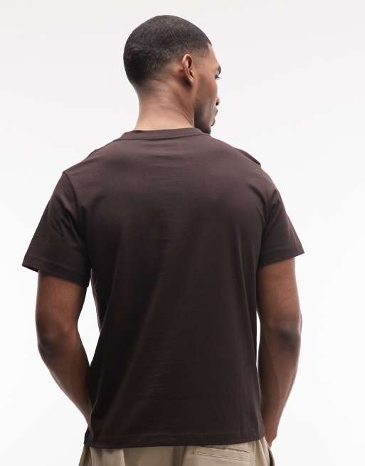 Weekday - T-shirt classique oversize coupe carrée en jersey épais - Marron foncé, 5 de 5