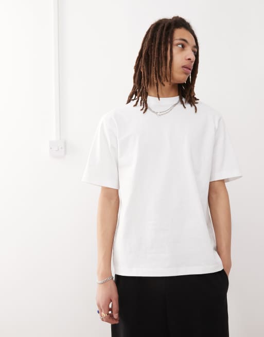 Weekday - T-shirt comoda bianca in jersey pesante
