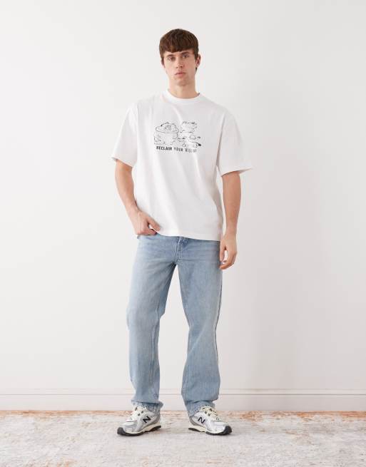 Weekday - T-shirt décontracté à imprimé graphique - Blanc, 2 de 5