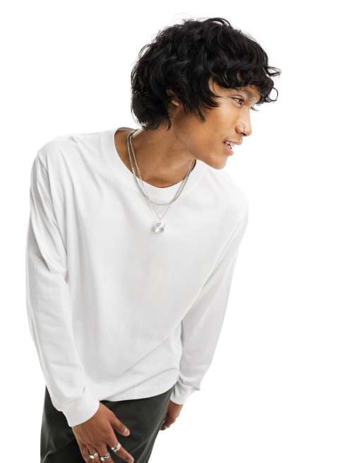 Weekday - T-shirt décontracté à manches longues - Blanc