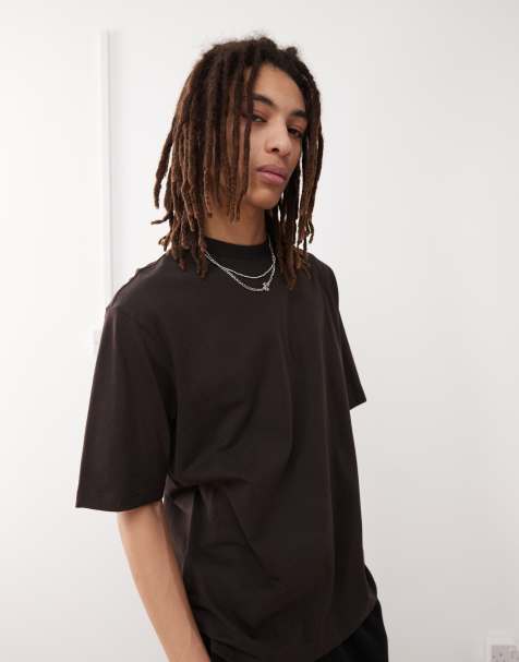 Weekday - T-shirt décontracté en jersey épais - Marron foncé - view 1