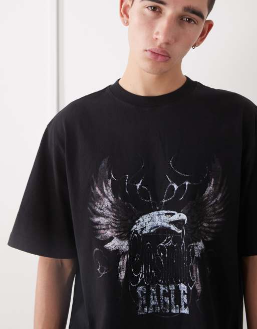 Weekday - T-shirt décontracté oversize à imprimé aigle vintage - Noir , 5 de 5