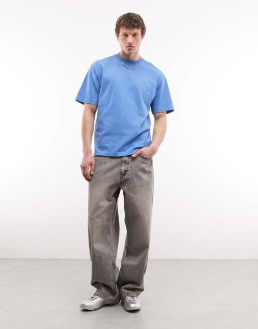 Weekday - T-shirt i blå vask i afslappet pasform, 2 af 5