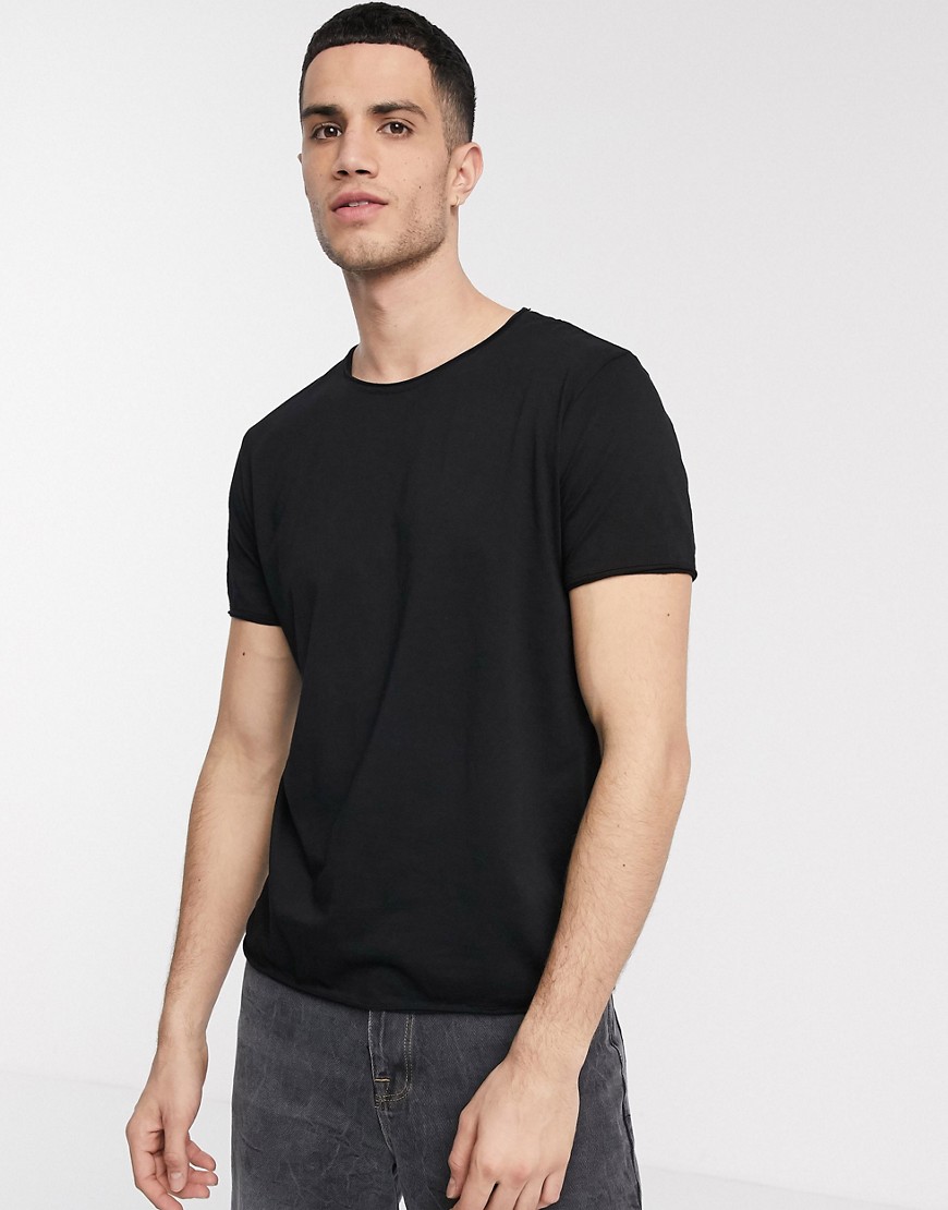 Weekday - T-shirt met onafgewerkte randen in zwart