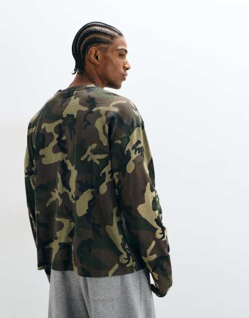 Weekday t-shirt oversize à manches longues imprimé camouflage, 4 de 5