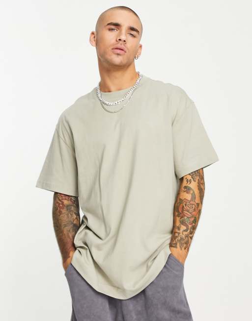 Weekday - T-shirt oversize color pietra