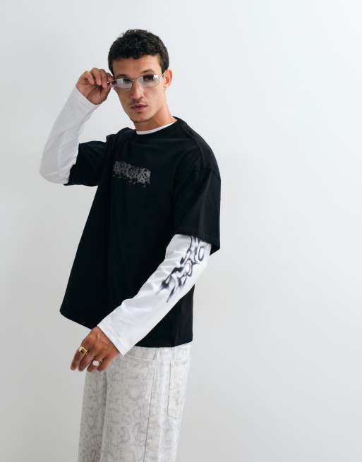Weekday - T-shirt oversize coupe carrée à imprimé Karma - Noir, 2 de 5