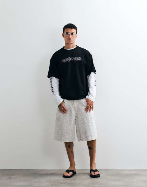 Weekday - T-shirt oversize coupe carrée à imprimé Karma - Noir, 4 de 5