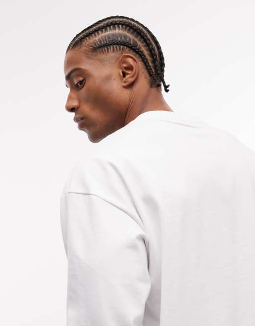 Weekday - T-shirt oversize coupe carrée à manches longues - Blanc, 3 de 5