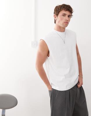 Weekday - T-shirt oversize sans manches - Blanc