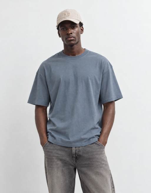 Weekday T-shirt oversize vestibilità squadrata grigio acciaio, 9 di 9