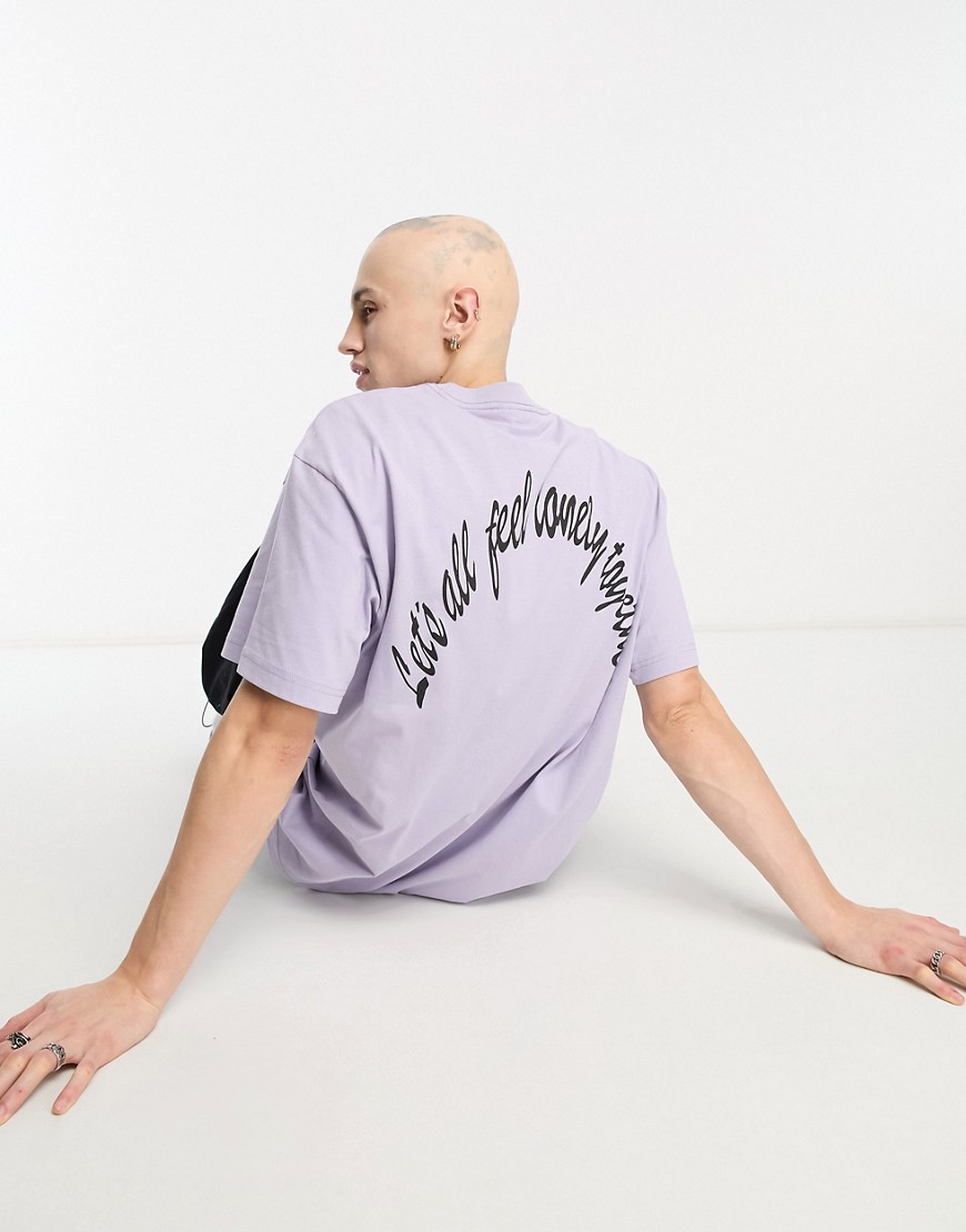 T-shirt oversize viola con stampa - Weekday T-shirt donna  - immagine2