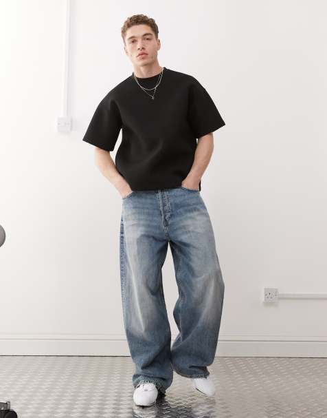 Weekday - T-shirt premium squadrata nera in tessuto scuba - view 1
