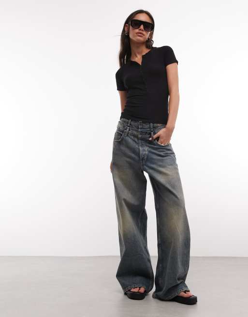 Weekday - T-shirt serafino nera a coste, 3 di 4