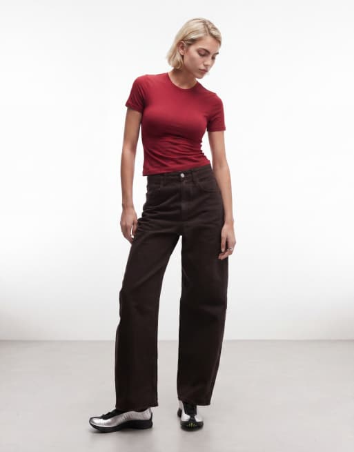Weekday - T-shirt slim rosso ciliegia, 2 di 4