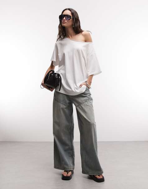 Weekday - T-shirt souple oversize à épaules tombantes - Blanc cassé - view 1