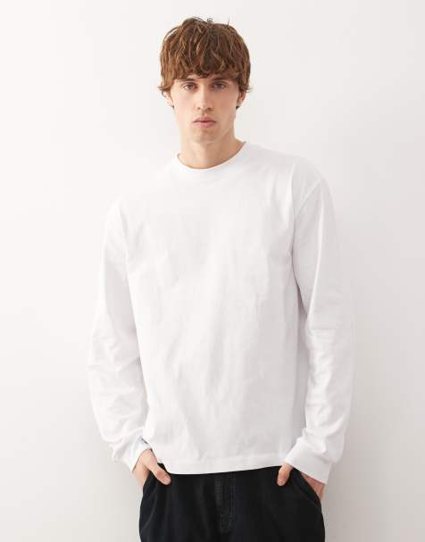 Weekday - T-shirt vestibilità comoda bianca a maniche lunghe - view 1