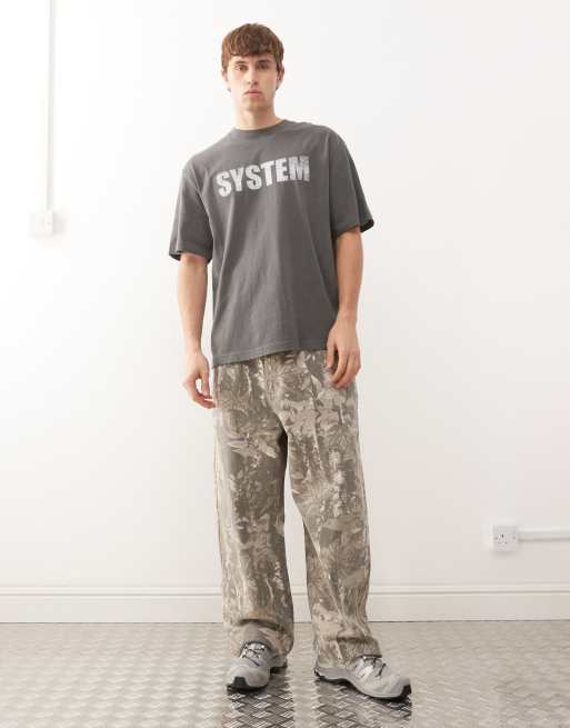Weekday - T-shirt vestibilità comoda nera con grafica System, 2 di 5