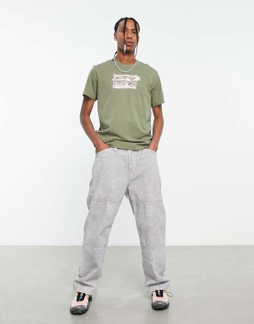 Weekday – T-shirt w kolorze khaki z grafiką „Sound Waves”, 2 z 4