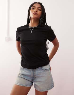 Weekday T-shirt With Bound Seams In Black