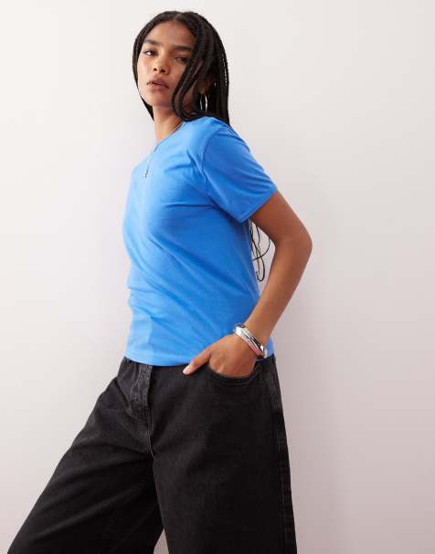Weekday t-shirt with bound seams in blue - view 1