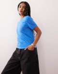 [Weekday] Weekday t-shirt with bound seams in blue S Blue