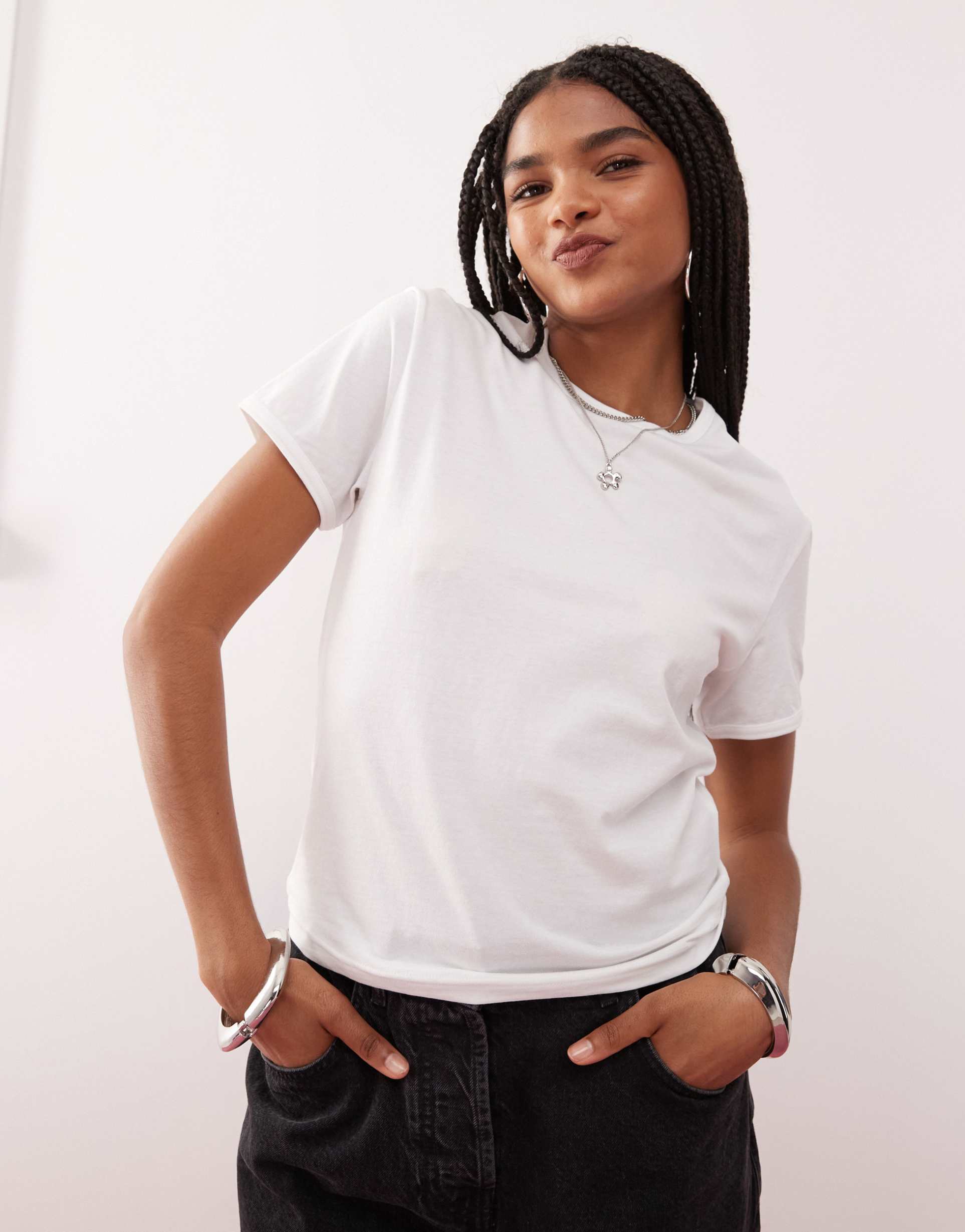 weekday t-shirt with bound seams in white