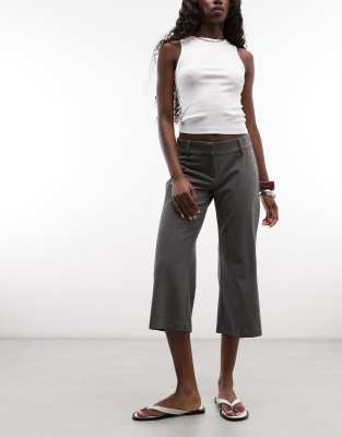 Weekday tailored capri trousers in grey pinstripe