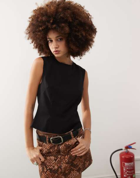 Weekday tailored top with button up back in black - view 1