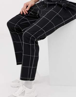 checkered black and white trousers