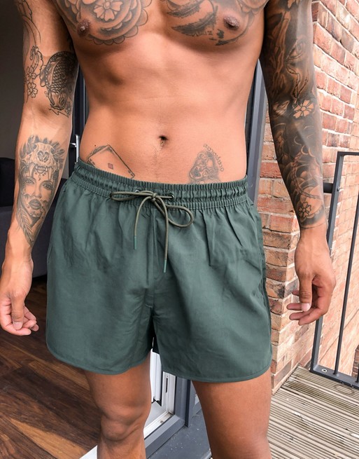 Weekday Tan Peached Swim Shorts in Green