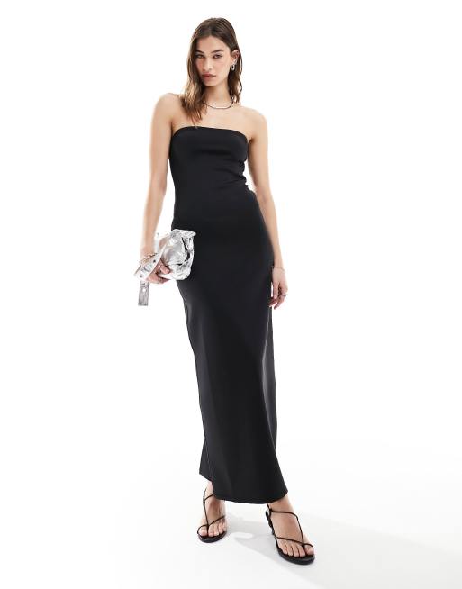 Weekday - Tania - Sort tube-maxikjole med bandeau-snit i scubastof