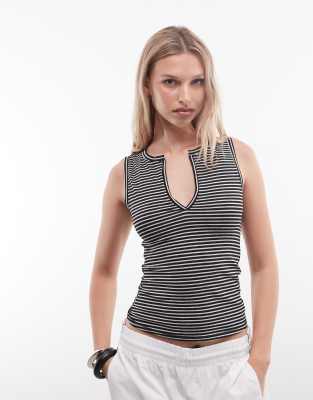 Weekday Tank Top With V Neck Notch Detail In Black