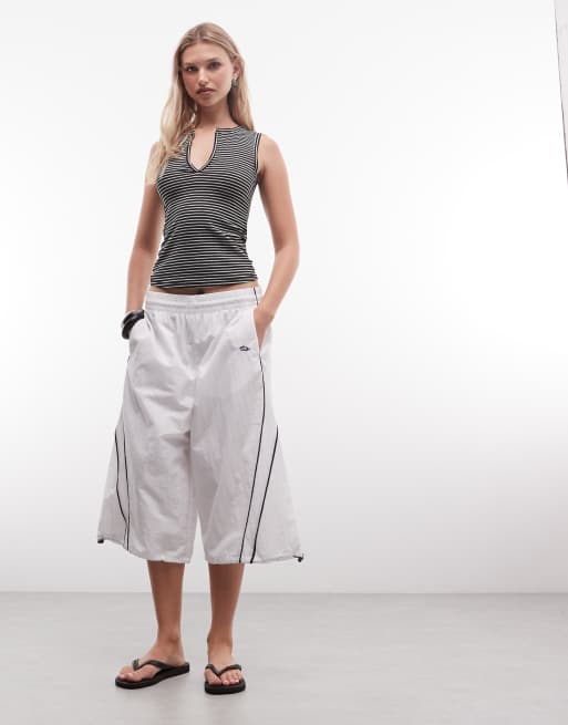 Weekday tank top with v-neck notch detail in black and grey stripe, 2 of 4