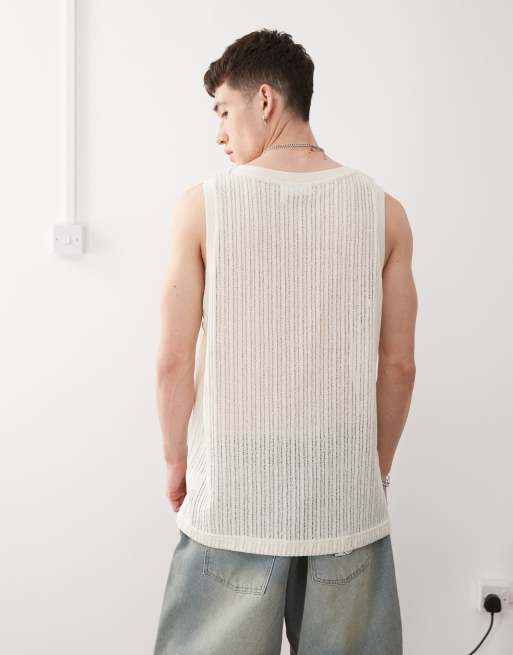 Weekday – Tanktop aus weitmaschigem Strick in Wollweiß, 4 von 4