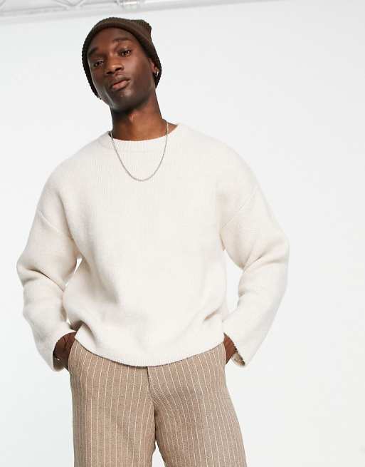 Weekday tao knitted jumper in off white ASOS