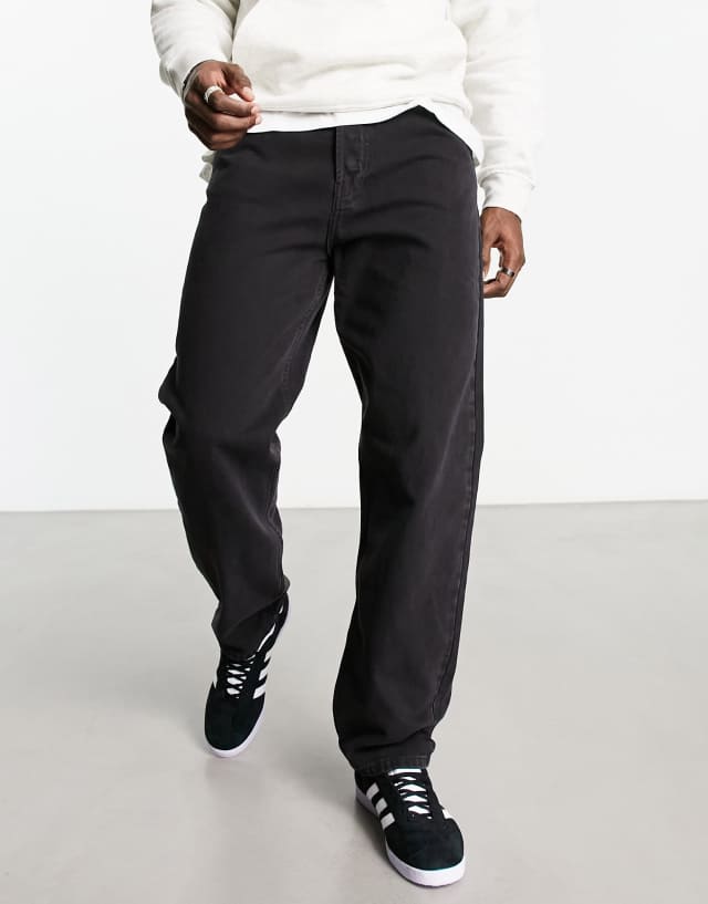 Weekday - tape loose tapered jeans in black lux