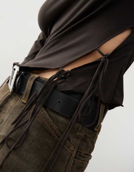 Weekday - Tayla - Top manches longues avec détail noué - Marron foncé, 4 de 4