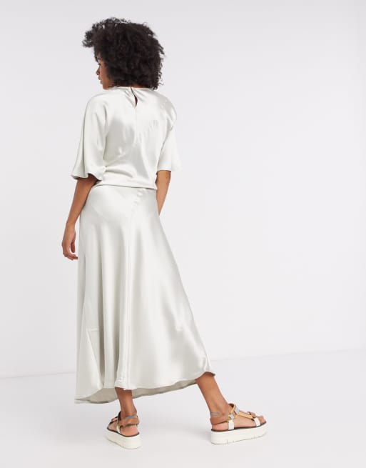 Weekday - Tea - Lys beige satin midikjole, 2 af 4