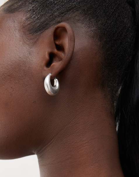 Weekday teardrop hoop earrings in silver  - view 1
